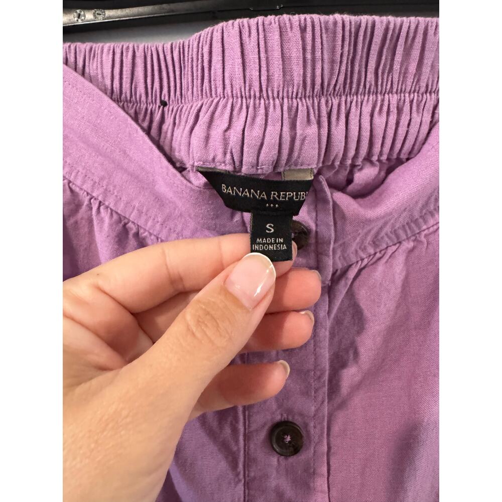 Banana Republic Linen Blend Tiered Midi Skirt Purple Size Small Button Front - Picture 5 of 5